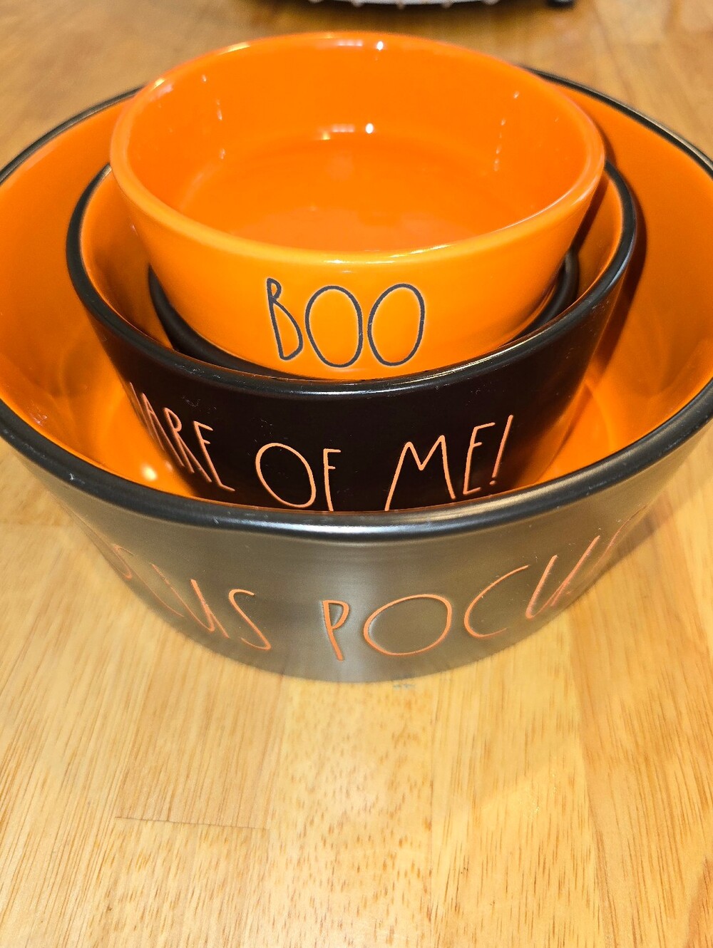 RAE DUNN Halloween Ceramic Bowl Set - Orange & Black